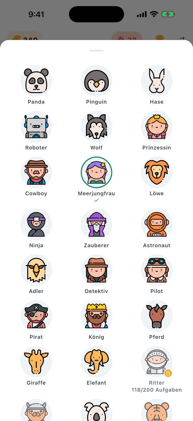 Avatar-Auswahl